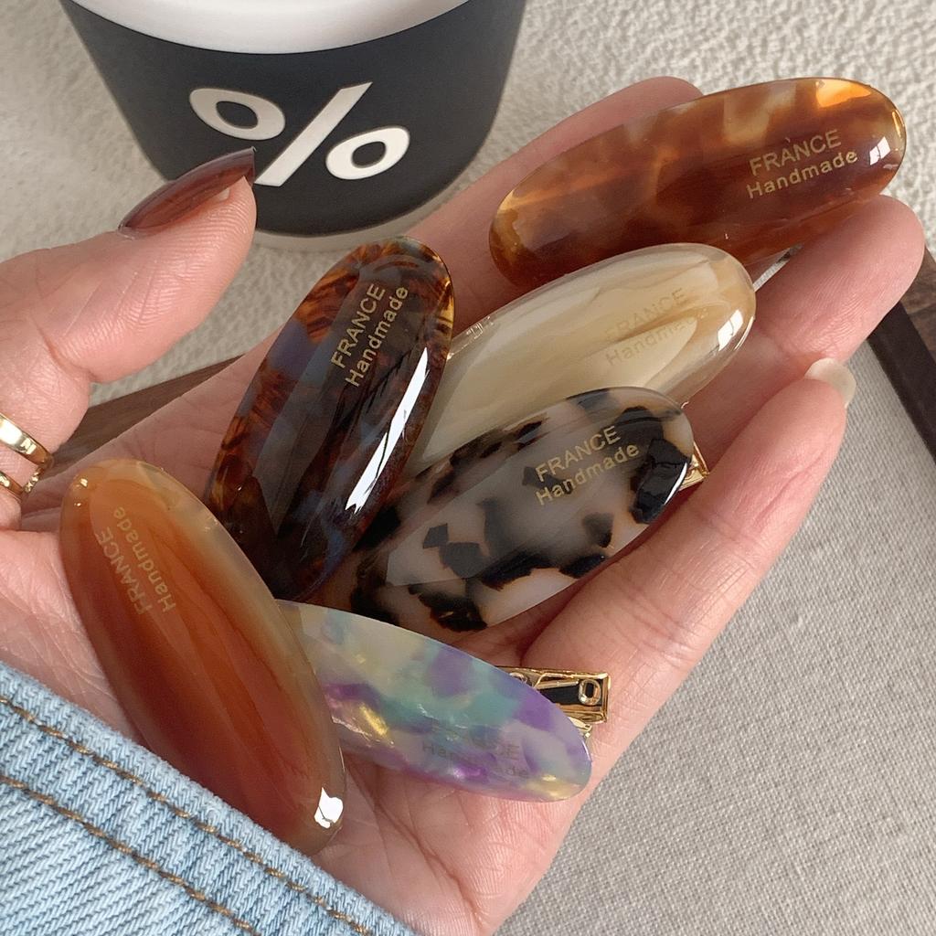 Retro Oval Small Bangs Hairpin Colorful Acetate Hair Clips Womens Sweet Exquisite Barrettes Bangs Clip Fashion Hair Accessories