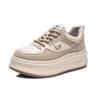 Thick baseplate shoes spring and autumn new leather heightening small student breathable casual shoes tide