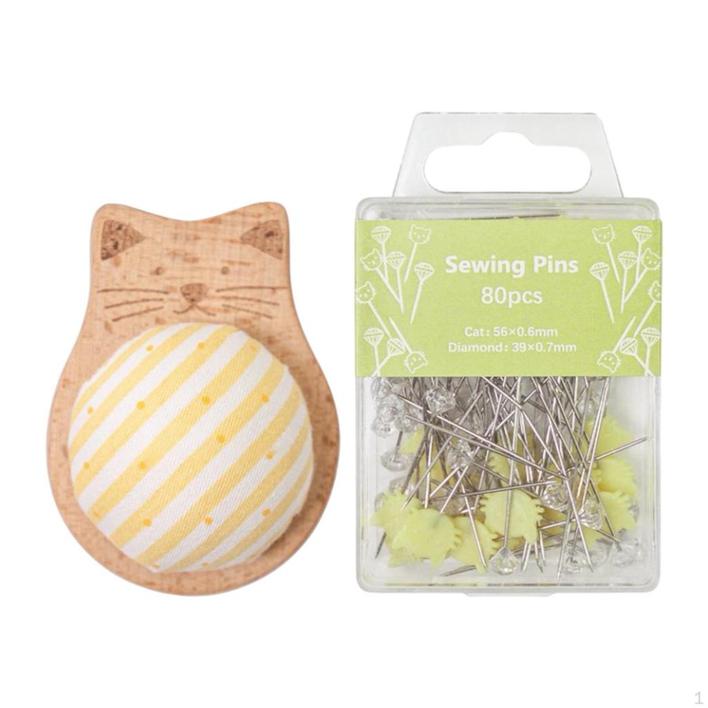 Compact Pincushion with 80 Straight Pins for Home And DIY Projects