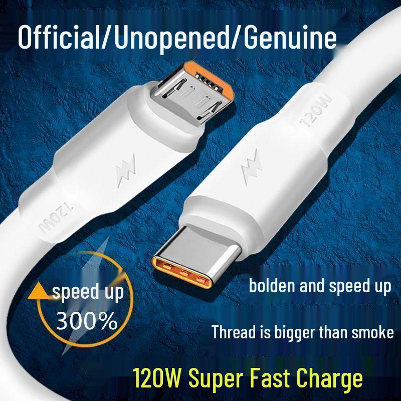 120W Fast Charging Cable for Android, OPPO, Huawei, Honor, Vivo Flash Charge-Compatible