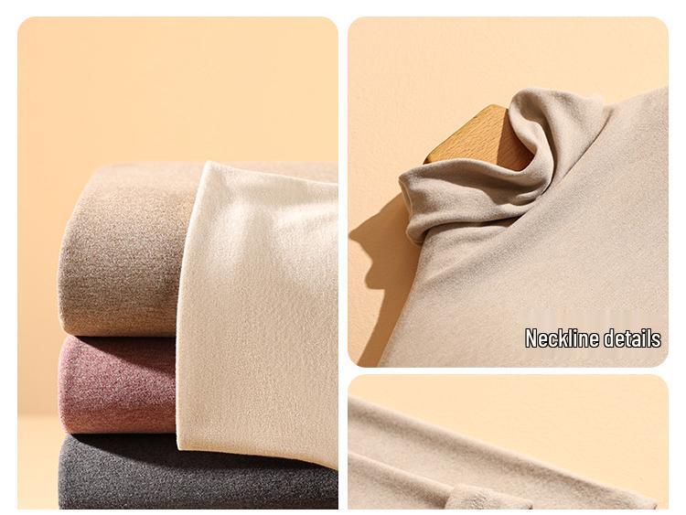 Women's Gray Winter High-Neck Base Layer Shirt - Thick, Warm, Stylish Plus Velvet Inner Wear