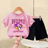 Summer Children's Casual Clothing Set K POP Girls Short Sleeve Top Set Children's Shorts Set T-Shirt and Bottoms 2-Piece Set