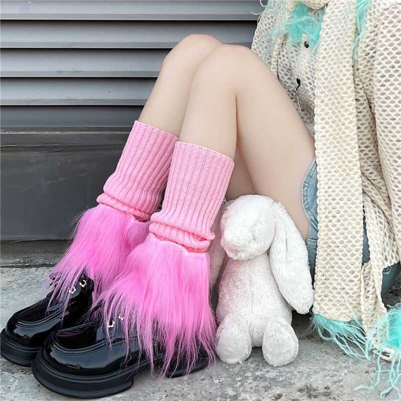 Ladies Autumn and Winter Warm College Wind Hair In The Tube Pile Socks