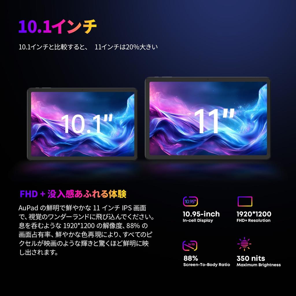 CHUWI AuPad Android 15 Large Tablet with 8GB RAM 128GB 512GB microSD Snapdragon 685 90Hz Widevine L1 7000mAh 2K 5G LTE 11-inch Wi-Fi + + expansion,