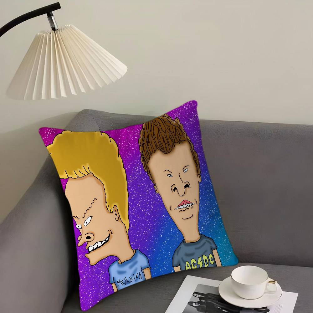 

B-Beavis And Butt-Head Pillow Covers Cartoon Sofa Decorative Home Double-sided Printing Short Plush Cute Cushion Cover 12x12Inch