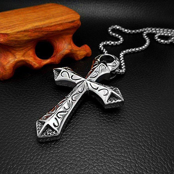Men's Necklace Lady's Necklace hiphop Hip Hop Titanium Necklace Cross 410c20236502