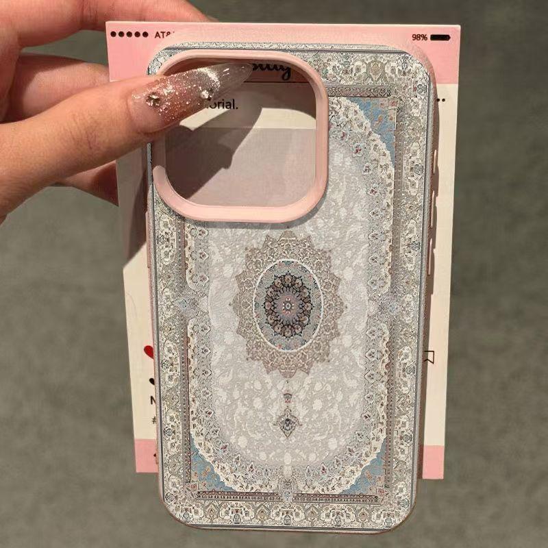 Retro Persian Carpet Patterns Matte Lychee Phone Case For iPhone 17 16 15 14 13 12 11 Pro Max XS X XR 16E 17 Air 7 8 Plus Cover