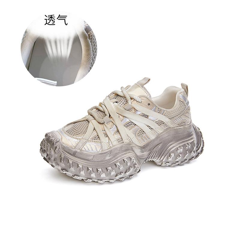 Foam sole dad shoes women's 2025 spring new retro dirty shoes thick sole heightening sports shoes versatile casual shoes