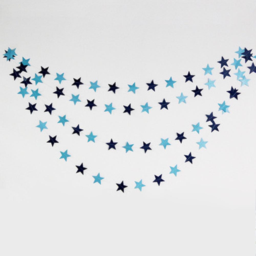 1PC 7cm/2.76inch Shining Star Paper Drop Garland Banner Gold Silver Bunting Banner For Shower Room Wedding Hanging Decoration
