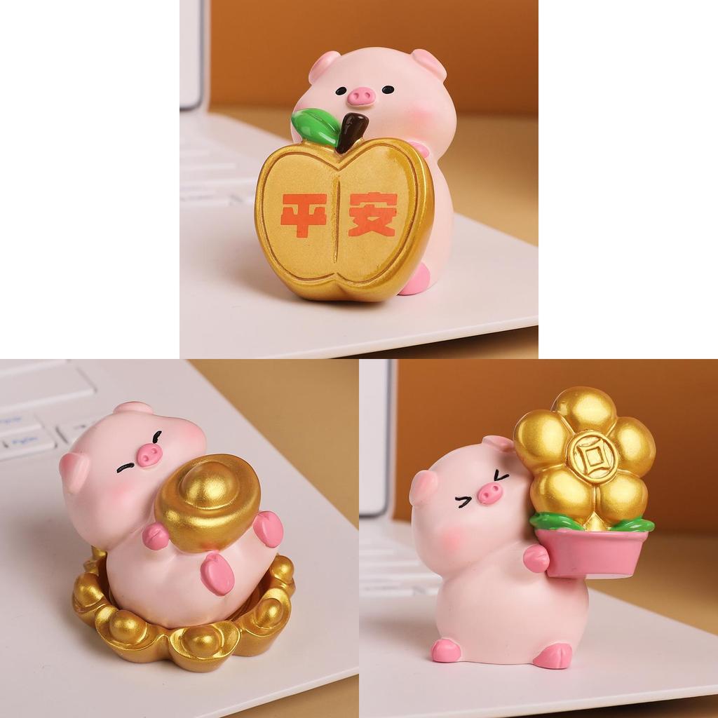 Resin Pig Figurine With Lucky Symbols For Home Decor And Giftgiving