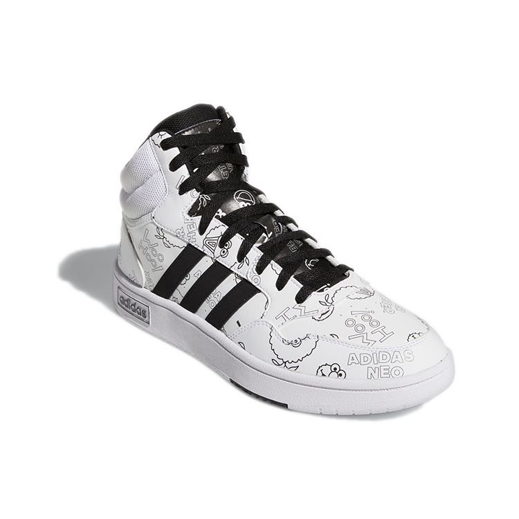 Adidas Neo Hoops 3.0 Mid Synthetic Leather Comfortable Mid-Top Sneakers Men Sneakers White Black GZ4859