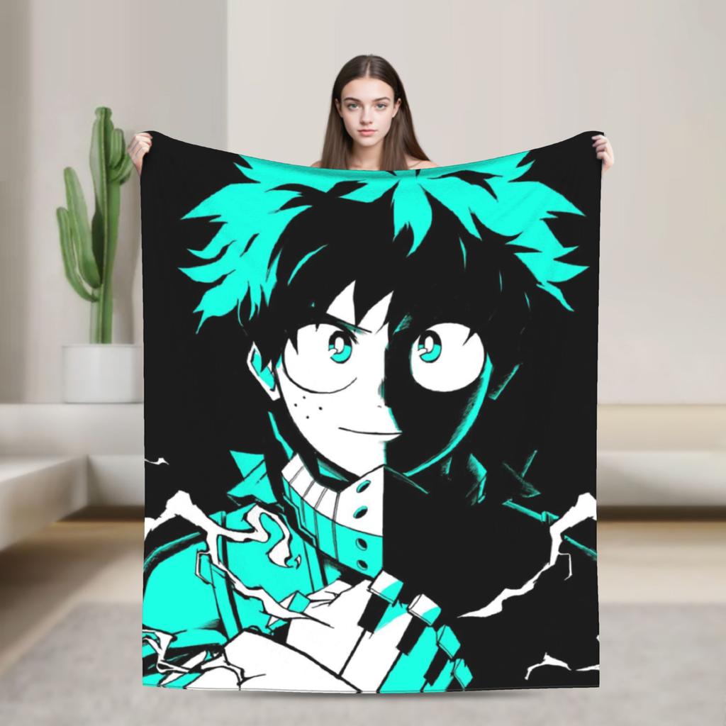 Izuku Midoriya Knitted Blanket Fleece Boku No My Hero Academia Anime Warm Throw Blankets for Bedroom Sofa Bedroom Quilt