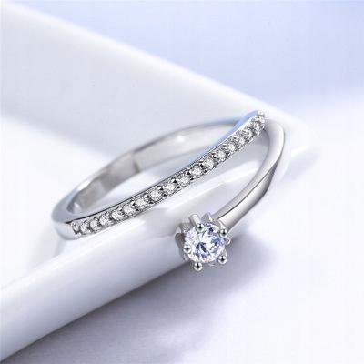 Silver Women's Adjustable Ring Universal Crystals Engagement