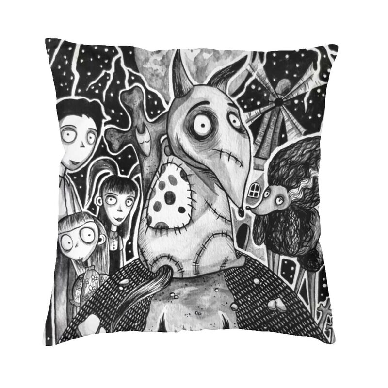 Tim Burton Horror Movie Sparkly Cushion Covers x Velvet Frankenweenie Throw Pillow Case for Sofa Car Square Pillowcase