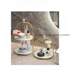 Gilding Marble Texture Storage Tray Round Glass Serving Trays Dresser Table Skincare Cosmetic Containers Jewelry Organizer Shelf