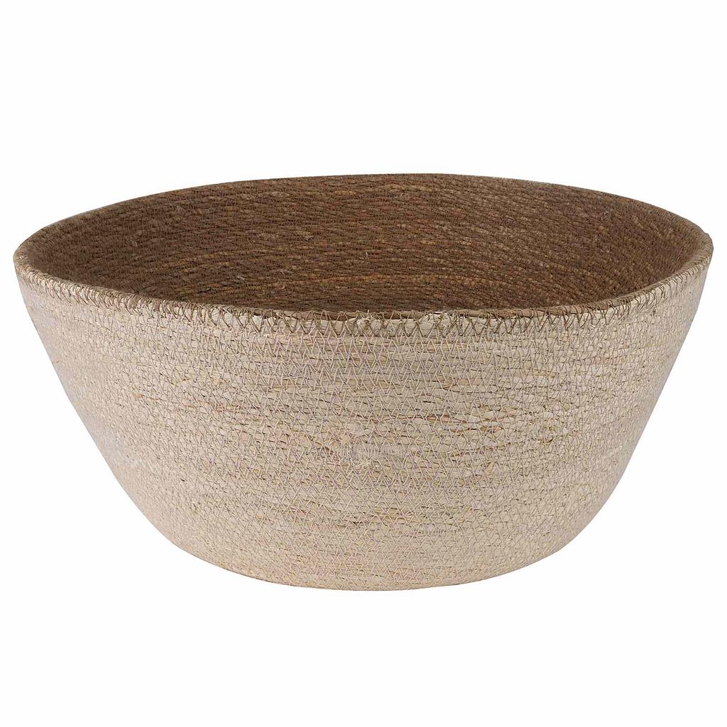 Seagrass Plant Basket with Handles 2 Pcs White Ø 32 X 32 Cm 100percent Seagrass