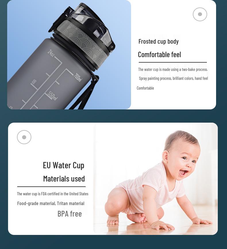 1000ml Large Capacity Tritan Sports Water Bottle with Handle for Fruit Tea