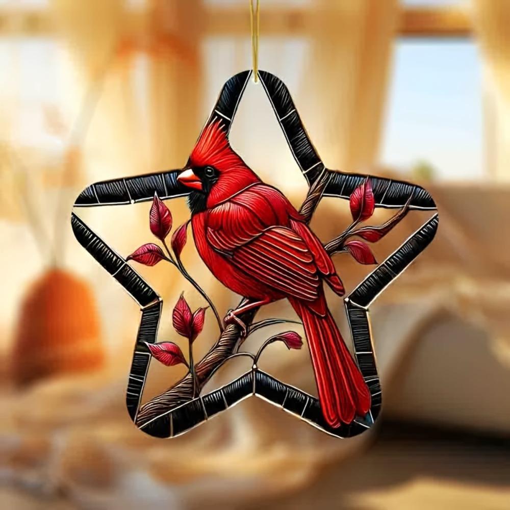 

2D Cardinal wind chime pendant for year-round decor. A unique gift for birthdays and housewarming. чистый