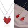 1 Pair Couple Matching Necklace Set Electroplated Alloy Magnetic Heart Shape Pendant Romantic