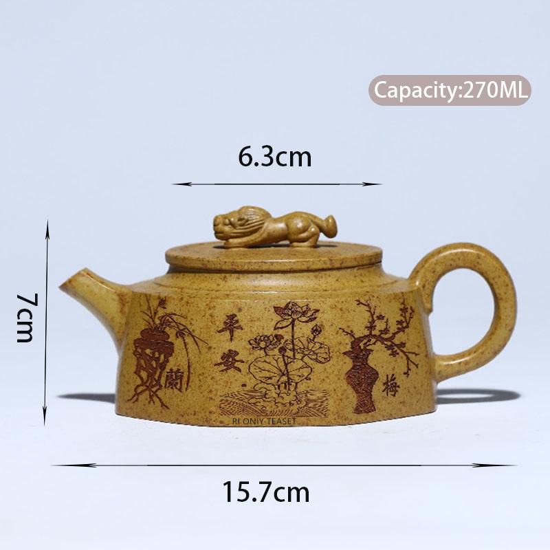 

270ml Chinese Yixing Purple Clay Teapot Tradition Hand-carved Lotus Leaf Tea Pot Handmade Beauty Zisha Kettle Teaware Gifts