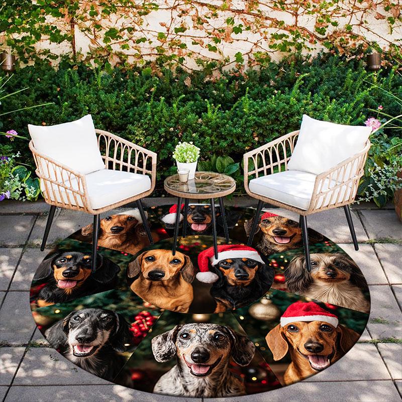 Corgi Pattern Round rug,Carpet Rug for Living Room Bedroom Playroom ,Non-slip Floor Mat,Holiday Gifts and Birthday Gifts.