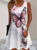 Fashion Butterfly Pattern Women Mini Dresses Summer Sleeveless 3D Printed Street Ladies Loose Dress  Casual Dress