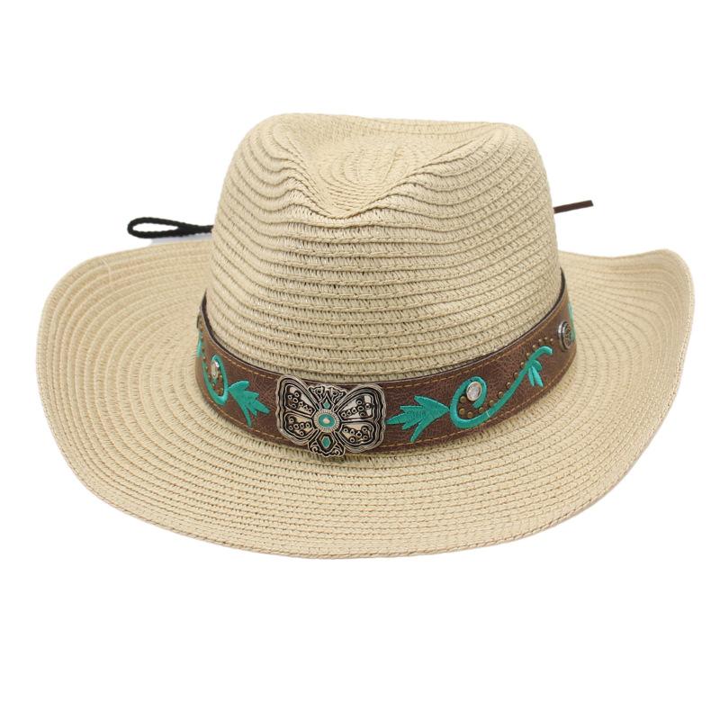 Lightweight Foldable Adjustable Straw Western Cowboy Big Brim Beach Hat for Men and Women Seaside Vacation Spring Summer Outdoor Travel
