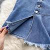 Fishtail Skirt, Half Skirt Female Denim Skirt Type A Fashion Medium And Long Split A-Shaped One-Step Wrap Skirt