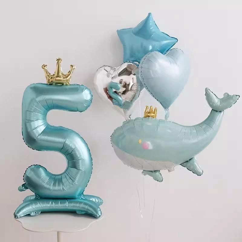 42inch 0-9 Blue,Pink Crown Number Balloons Princess Theme Happy Birthday Party Kids Adult Baby Shower Globos Anniversary Decor 5