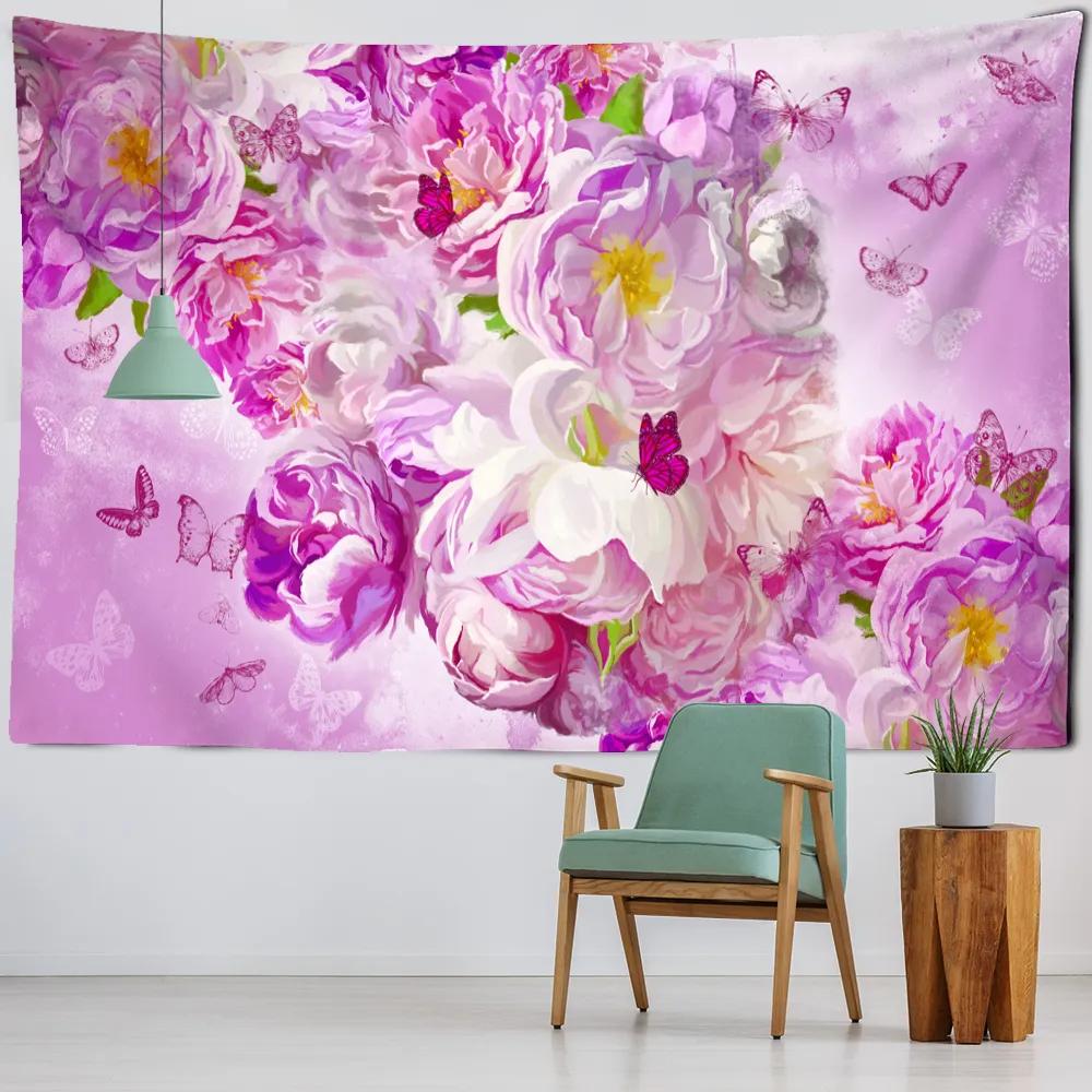 Creative Flowers Tapestry Nature Plant Floral Tapestry Wall Hanging Cloth Tapestries Home Bedroom Living Room Decor Tapestries