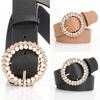 Ladies Pu Leather Pearl Belt With Alloy Buckle For Elegant Dress Outfit