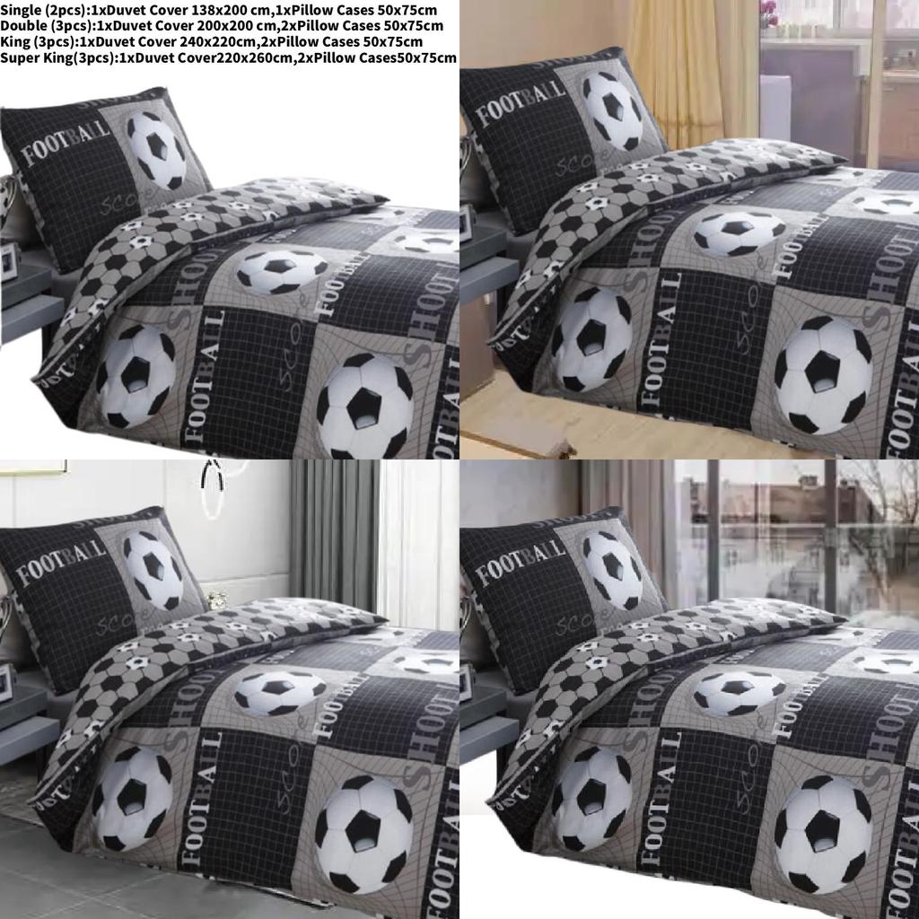 Cartoon Football Bedding Set With Satin Weave For Kids Room Sleep Comfort