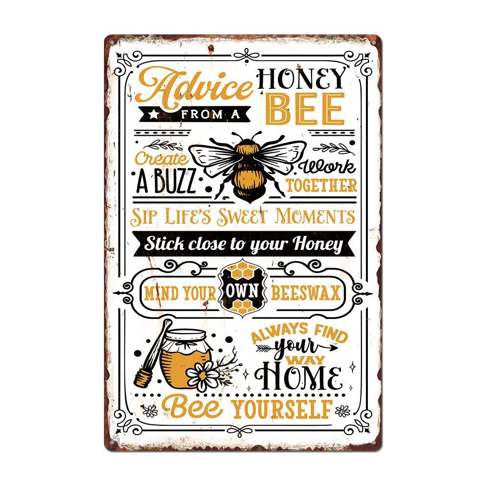 Bee Series Metal Tin Sign Wall Decor 20x30cm