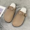 New Bag Head Velvet Platform Slippers Female Couple Cork Mop Large Size Half Mop Lazy Cotton Mop