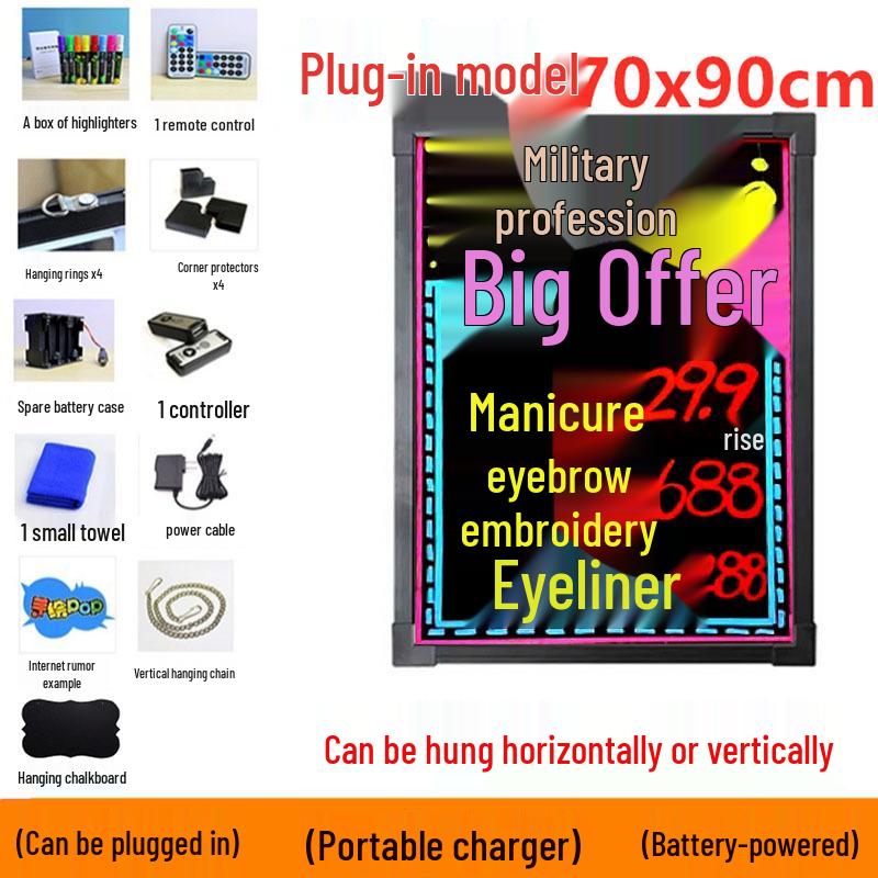 LED Blackboard Stall Display Sign - Luminous Advertising Menu Board