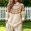 Women's Casual Colorblock Loose Fit Pullover Knit Sweater