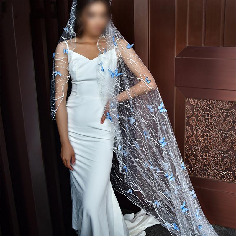 50*130cm 3D Vivid Butterfly Lace Mesh Fabric Exquisite Sheer Embroidery Soft Tulle Yarn For DIY Sewing Wedding Dress Cloth Craft