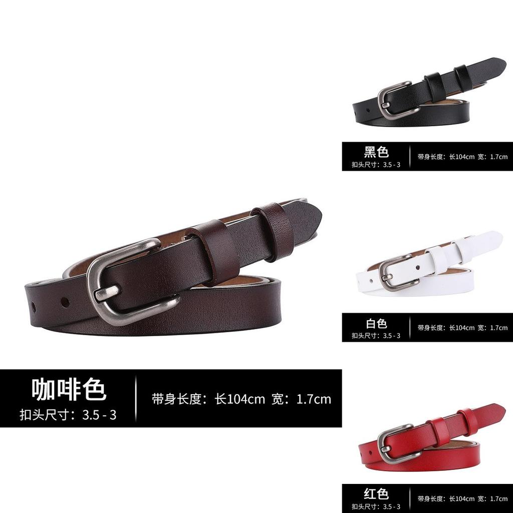 Ladies Genuine Leather Belt With Retro Pin Buckle For Office And Casual Fashion