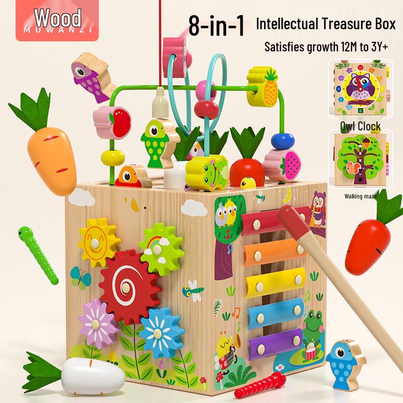 8-in-1 Wooden Multifunctional Fishing Maze & Piano Puzzle Box