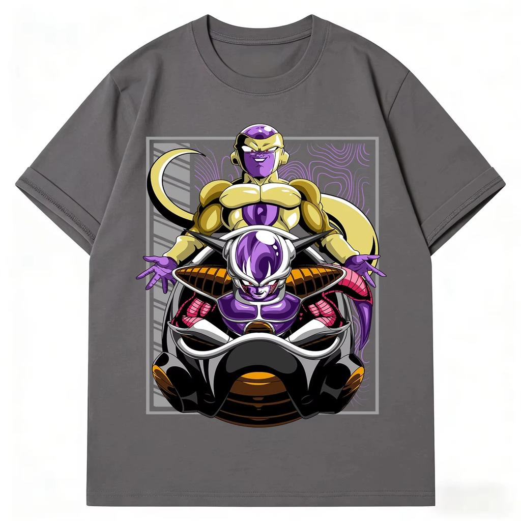 Dragon Ball Vintage Frieza Multiple Forms Print pure Cotton 2026 Summer men T-Shirt Unisex High Quality Casual Streetwear