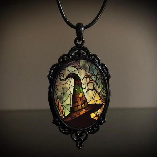 Witchcore Aesthetic Jewelry Vintage Gothic Necklace, Raven Pendant Bat Red Spooky Cosplay Rose Halloween Witchy for Women Everyday Dark Style Necklace