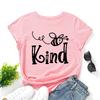 Bee Kind Pattern Cotton T-Shirt Short Sleeve Round Neck Women 2d Print Tops