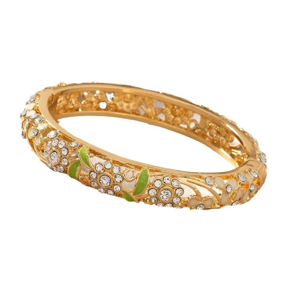 Chinese Style Hollow Out Flower Bangle Traditional Women's Hand Bracelet  Woman