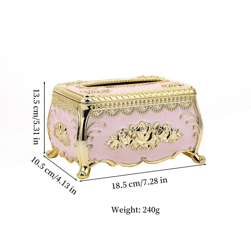 Facial Tissue Holder Embossed Rose Plastic Tissue Box Cover Tissue Dispenser for Living Room Home Household Kitchen Countertop