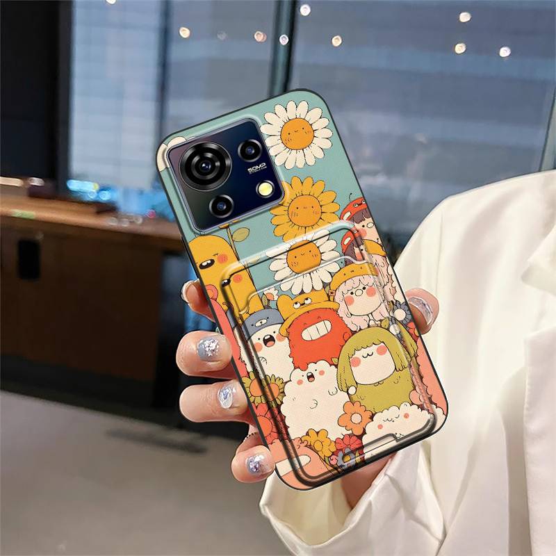 Card Slot TPU Phone Case For ZTE Blade V50 Vita Waterproof Protective Fashion Design Cartoon Cute Anti-knock Soft Case