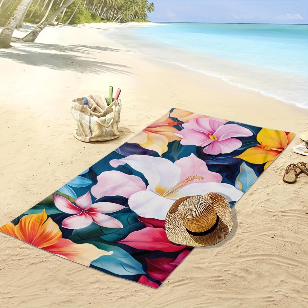 1pc Tropical Hibiscus Floral Beach Towel Extra Large Quick Dry Microfiber Sand Free Absorbent for Pool Travel Washable