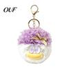 Cartoon Key Accessory Curly Hair Head Keychain, Plush Keychain with Metal Clasp, Ring Bow Backpacks Handbags Keys Decorative Pendant for Men