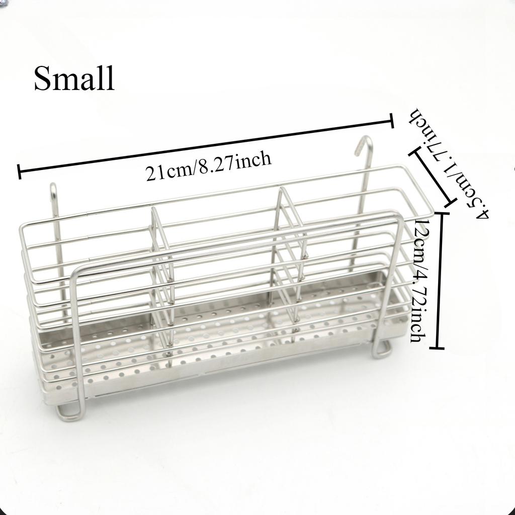 304 Stainless Steel Utensil Holder, Kitchen Utensil Organizer, Knife and Fork Drainage Rack, Kitchen Drainage Basket Accessories, with Hooks