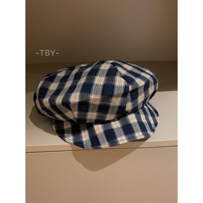 

Ретро Клетчатый Берет Женский Клетчатый В Стиле Колледжа Шляпа Художника Подчеркивающая Лицо Маленький Большой Обхват Головы Облачная Восьмиугольная Шляпа one size