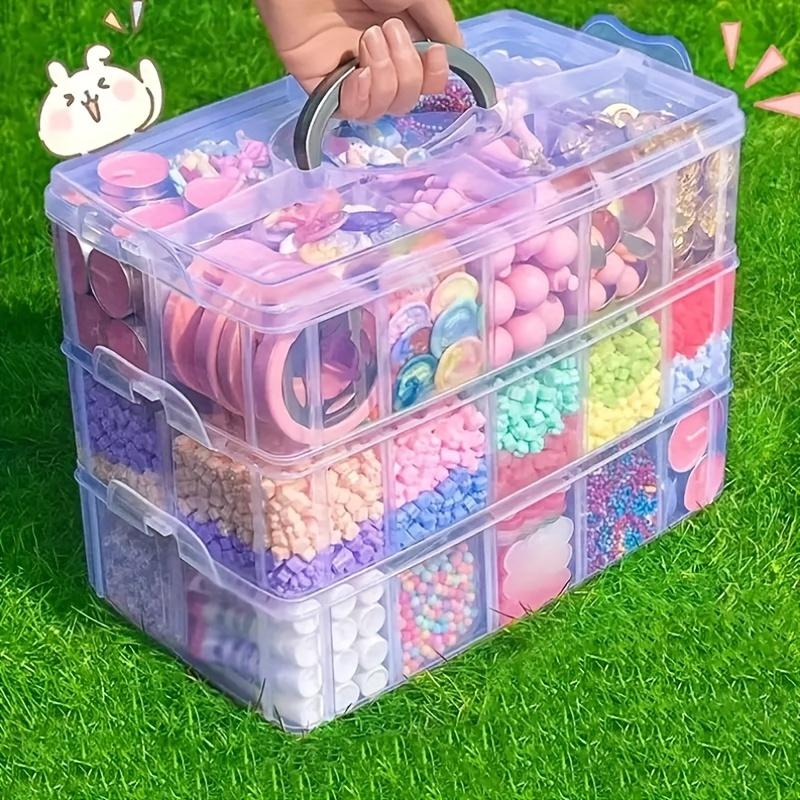 1pc Refrigerator Storage Bins, 3-Tier 18-grid Plastic Transparent Storage Box With Lid And Handle,
